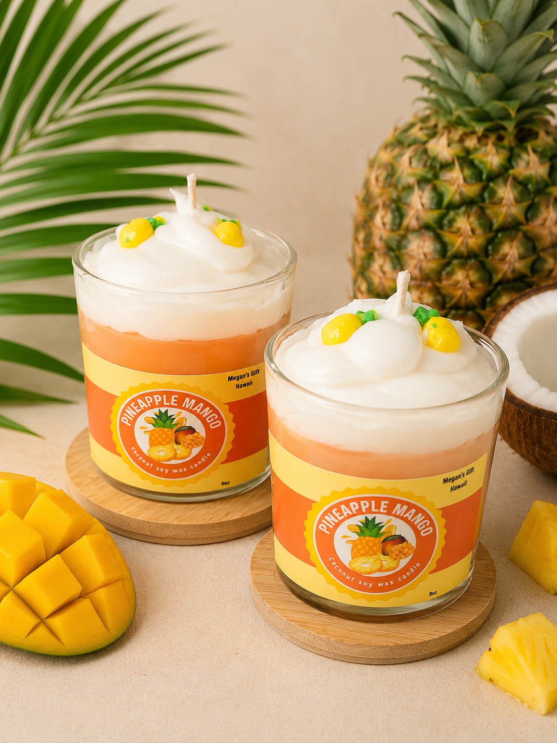 Pineapple Mango scented coconut soy wax candle