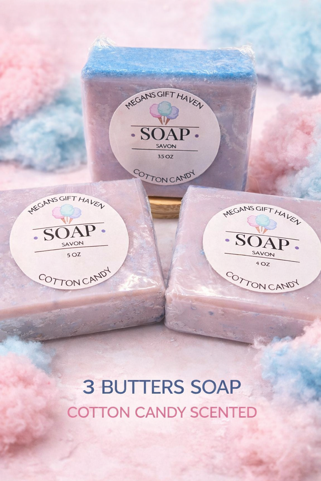 Cotton Candy Scented 3 butters soap