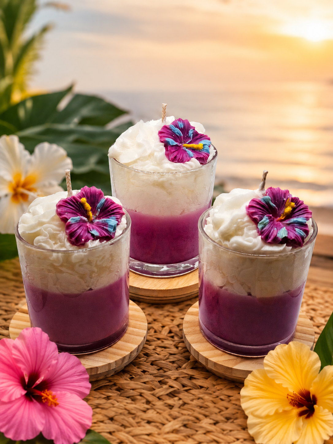 Island Hibiscus scented coconut soy wax candle