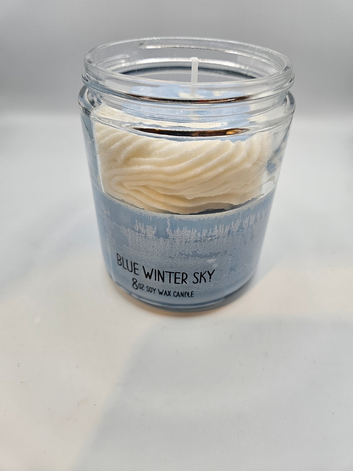 Blue Winter Sky 8oz frosted Candle