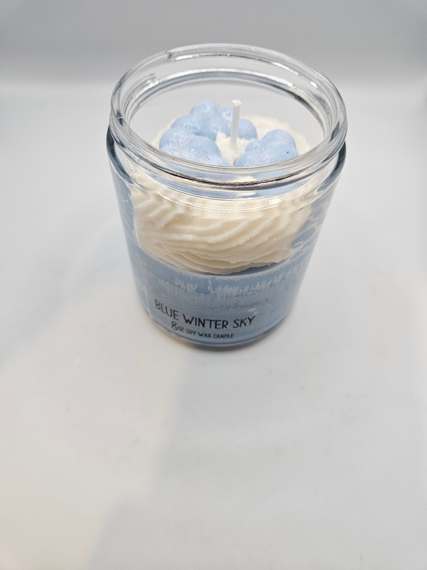 Blue Winter Sky 8oz frosted Candle