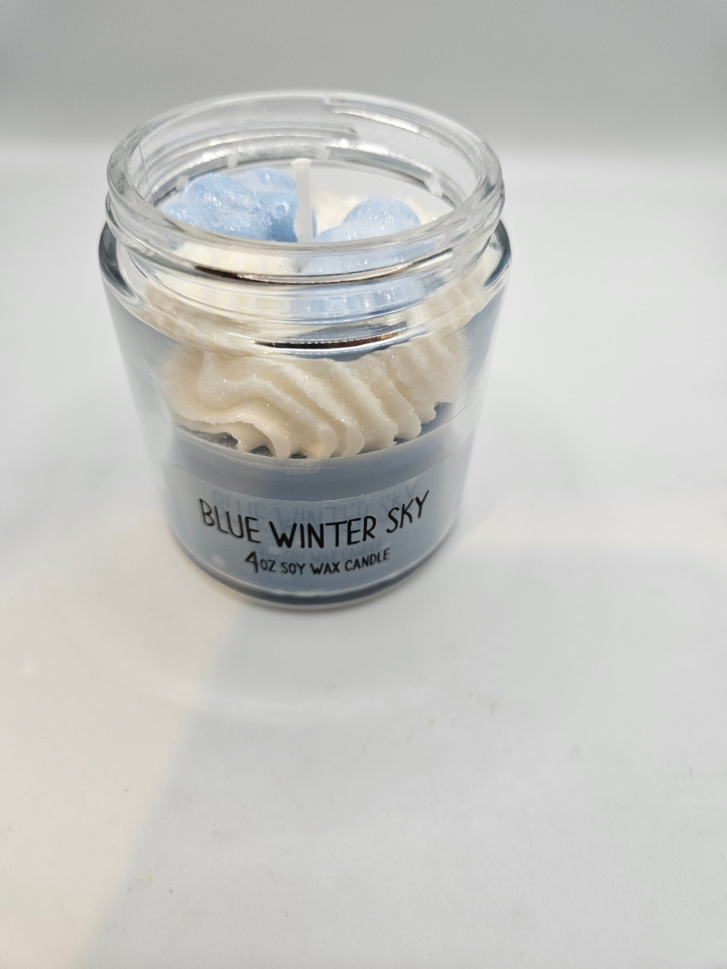 Blue Winter Sky 8oz frosted Candle