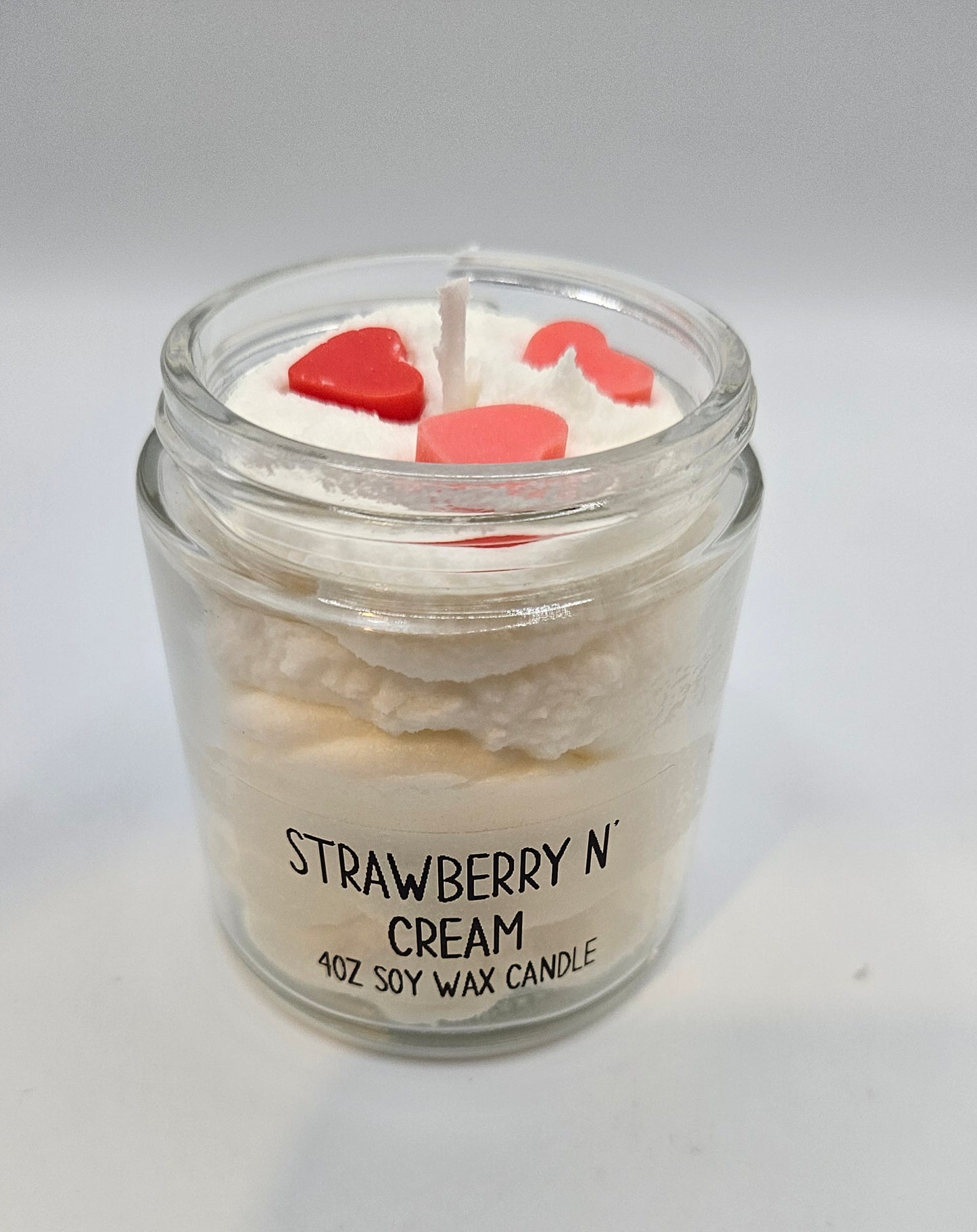 Strawberry N' Cream scented soy wax candle