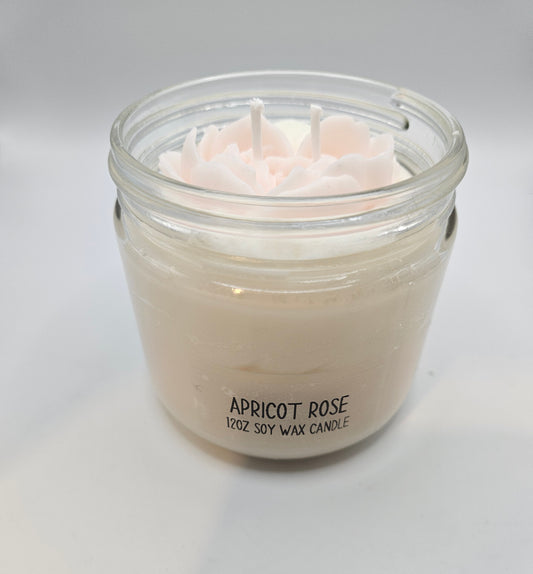 Apricot Rose Scented 12oz soy wax candle