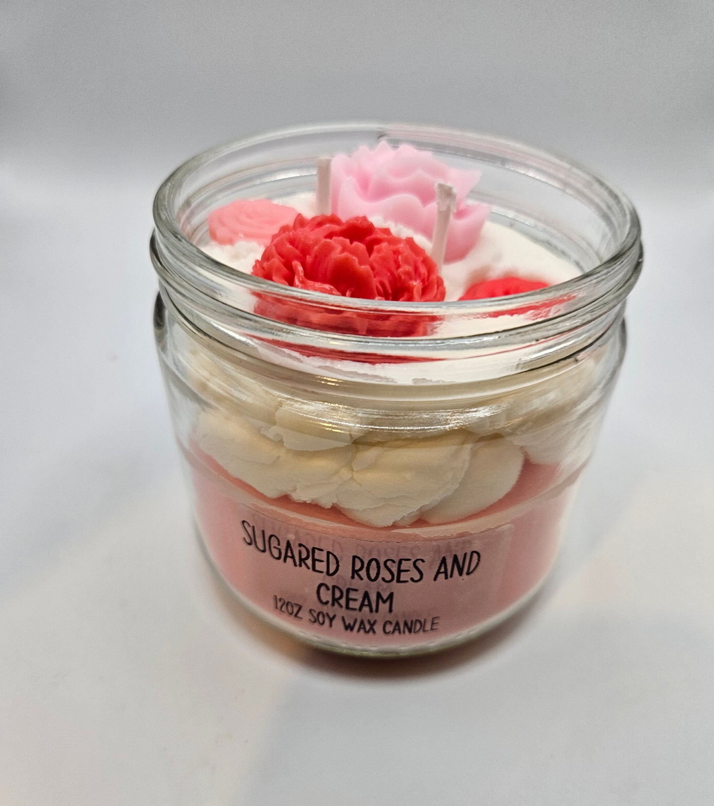 Sugared Roses and Cream scented soy wax candle