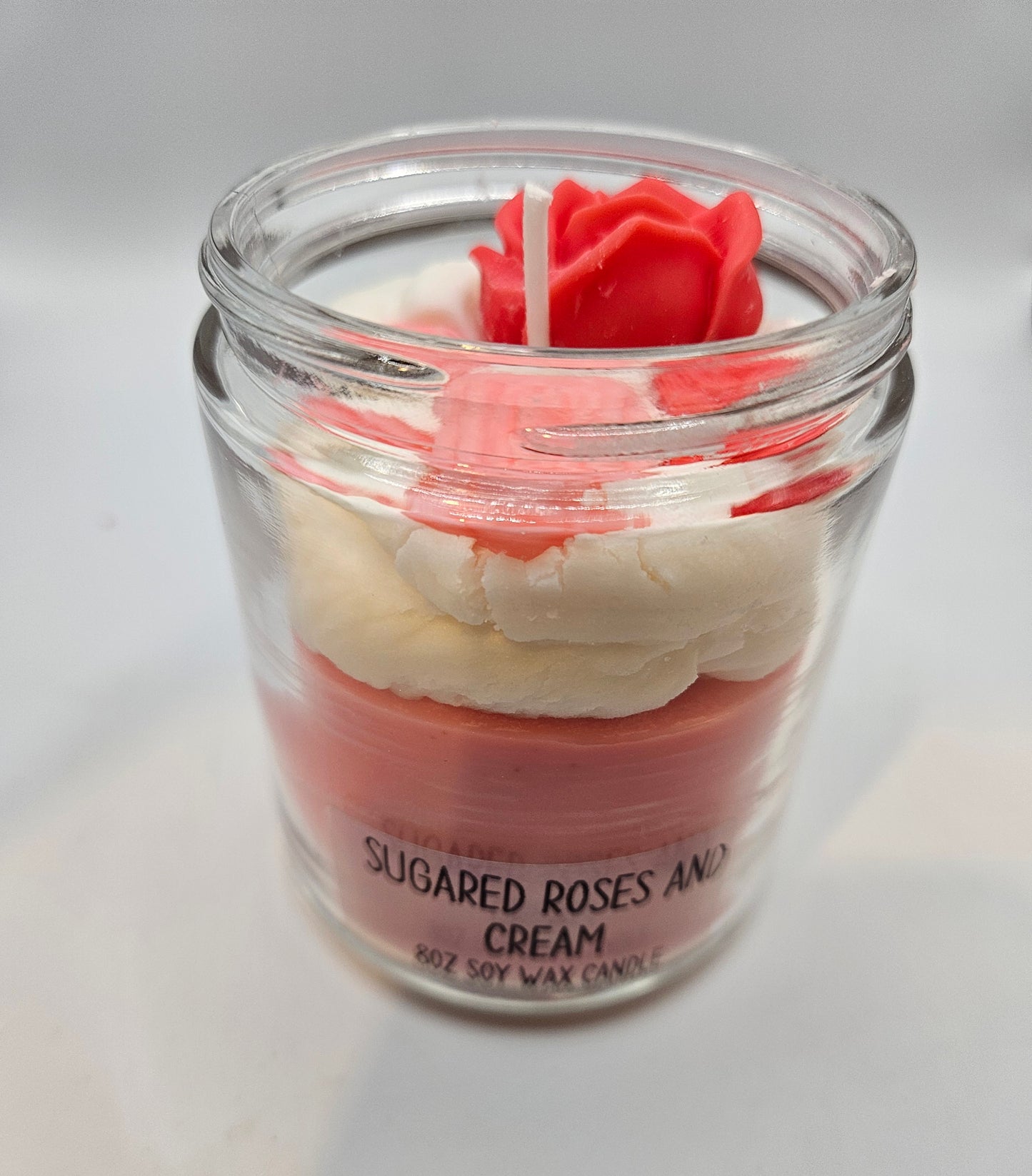 Sugared Roses and Cream scented soy wax candle