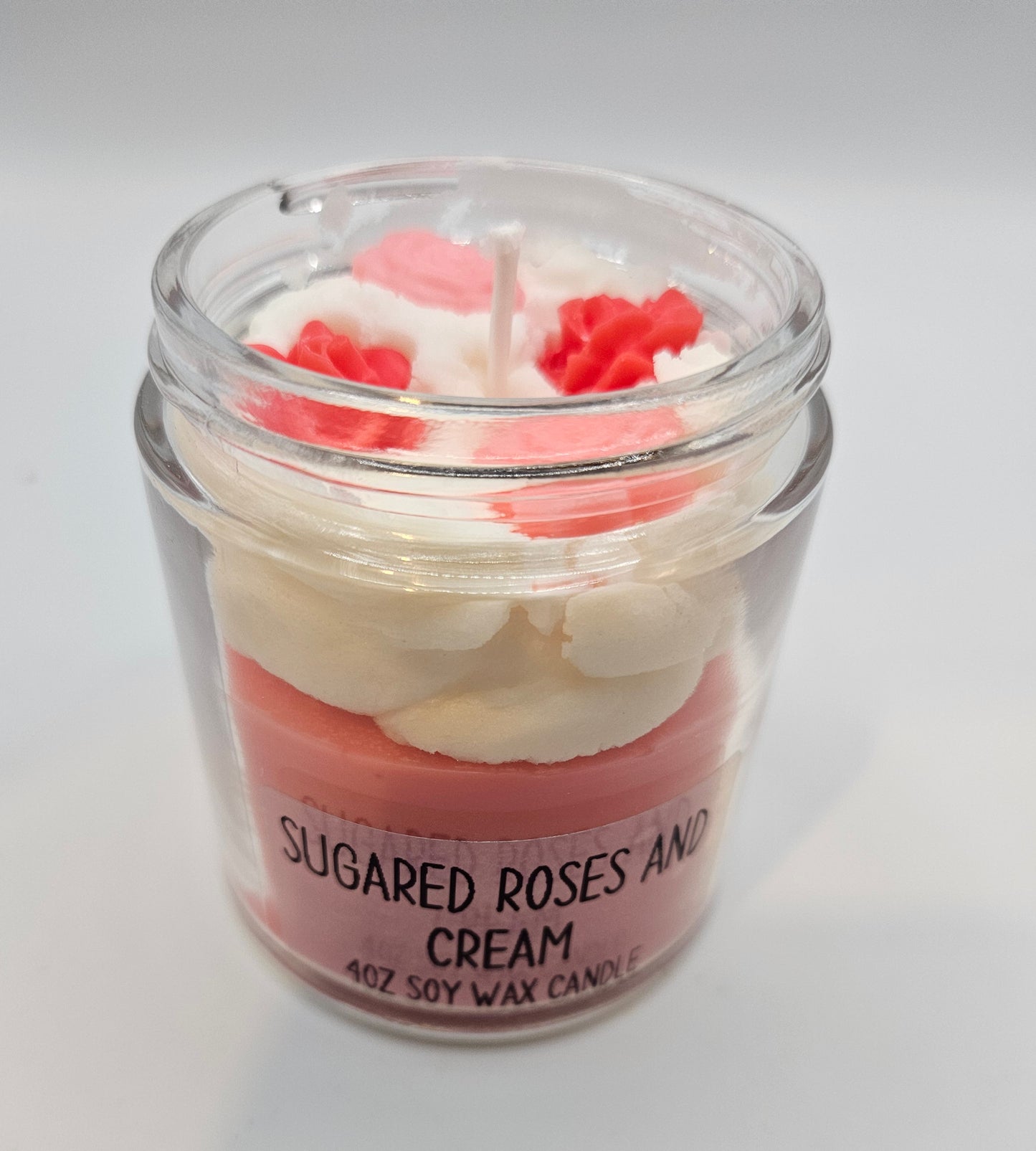 Sugared Roses and Cream scented soy wax candle