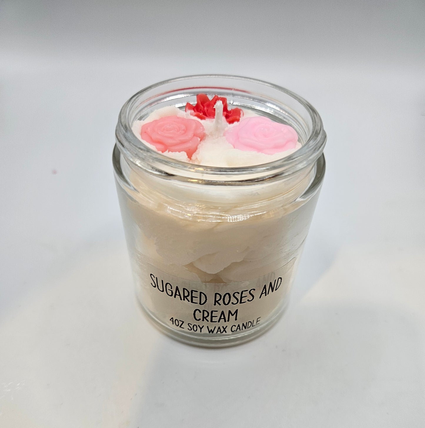 Sugared Roses and Cream scented soy wax candle