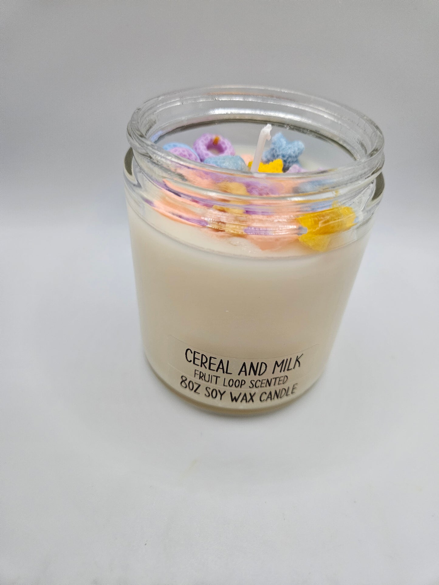 Cereal and Milk fruit loop scented 8oz Soy Wax Candle