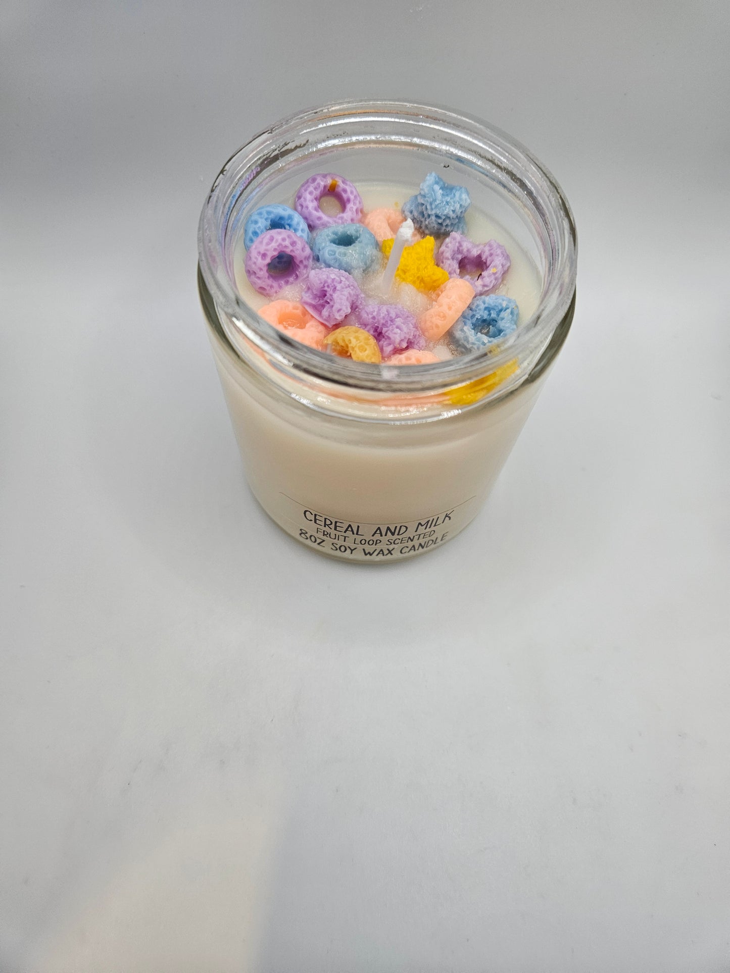 Cereal and Milk fruit loop scented 8oz Soy Wax Candle