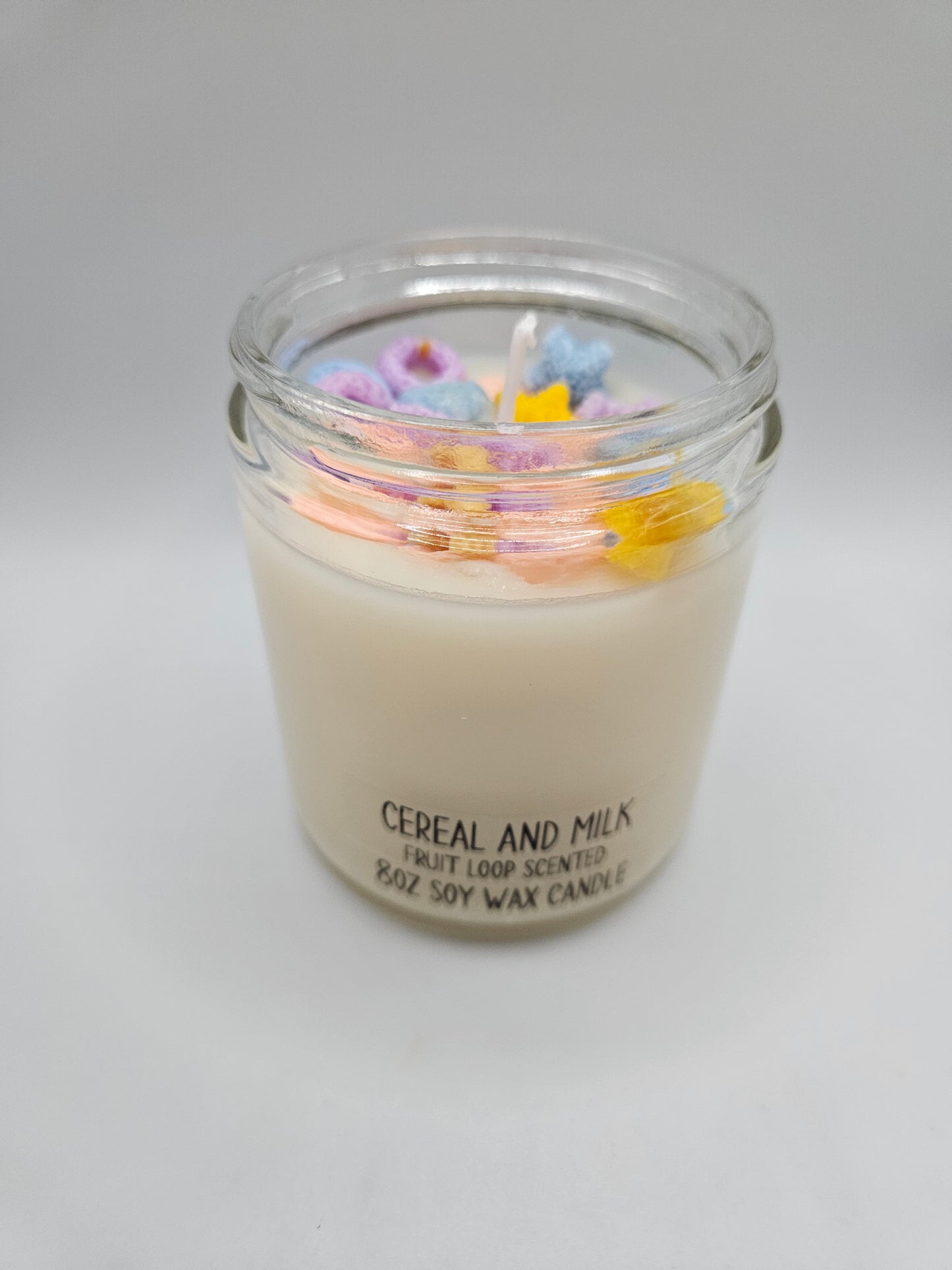 Cereal and Milk fruit loop scented 8oz Soy Wax Candle
