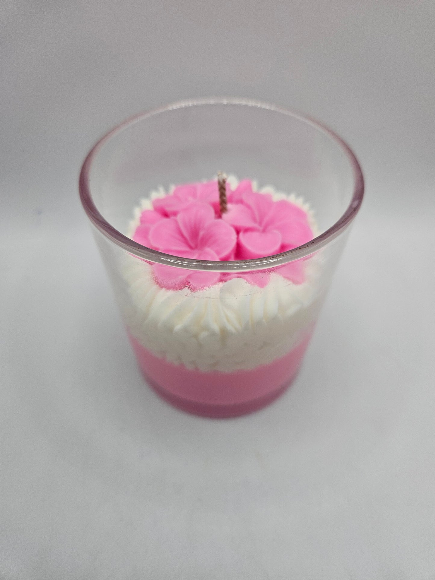 Pink Flower soy wax candle 10oz with bamboo lid