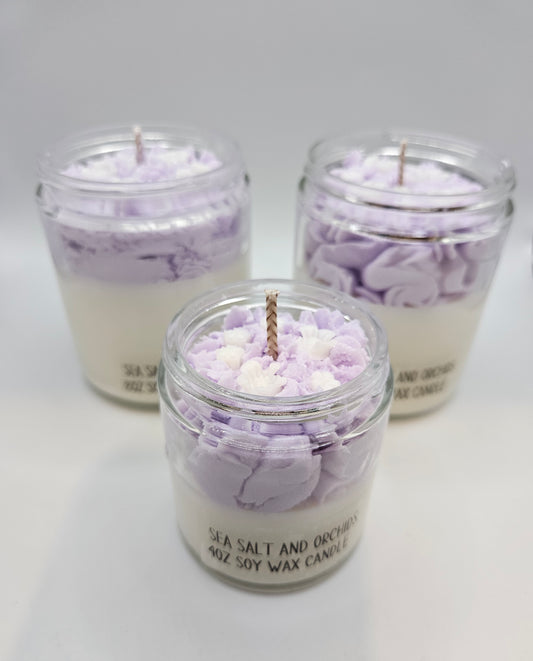 Sea Salt and Orchids scented soy wax candle