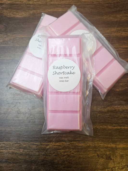 Raspberry shortcake scented wax melt snap bar