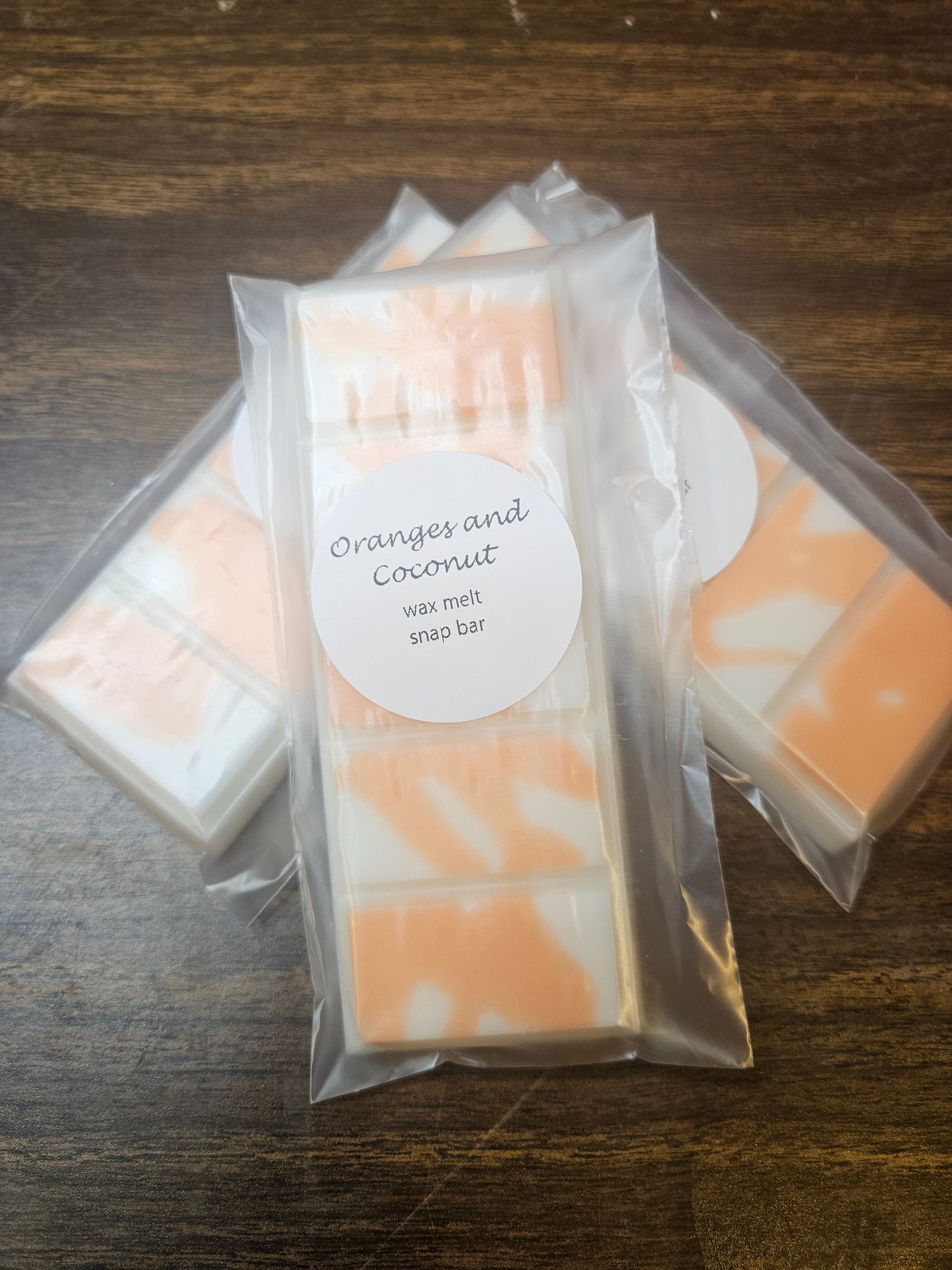 Oranges and coconut scented wax melt snap bar