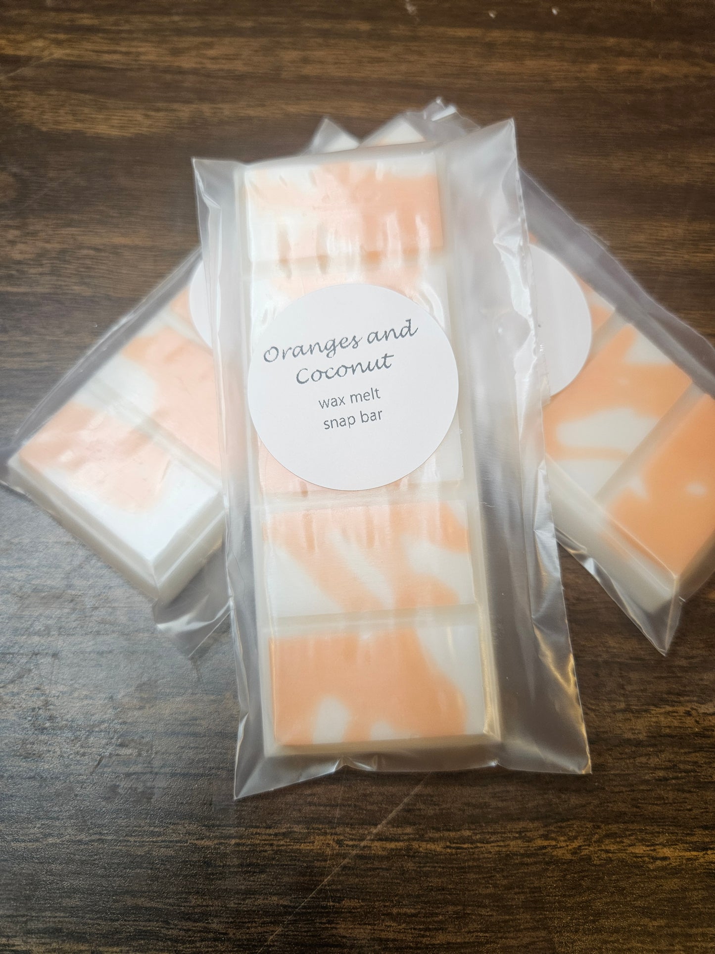 Oranges and coconut scented wax melt snap bar