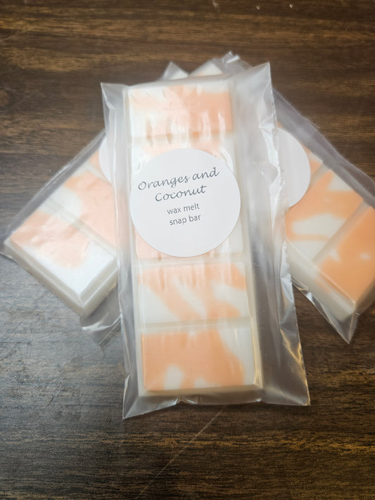 Oranges and coconut scented wax melt snap bar