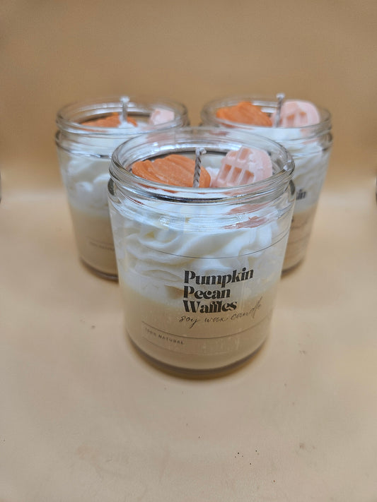 Pumpkin pecan waffle scented soy wax candle