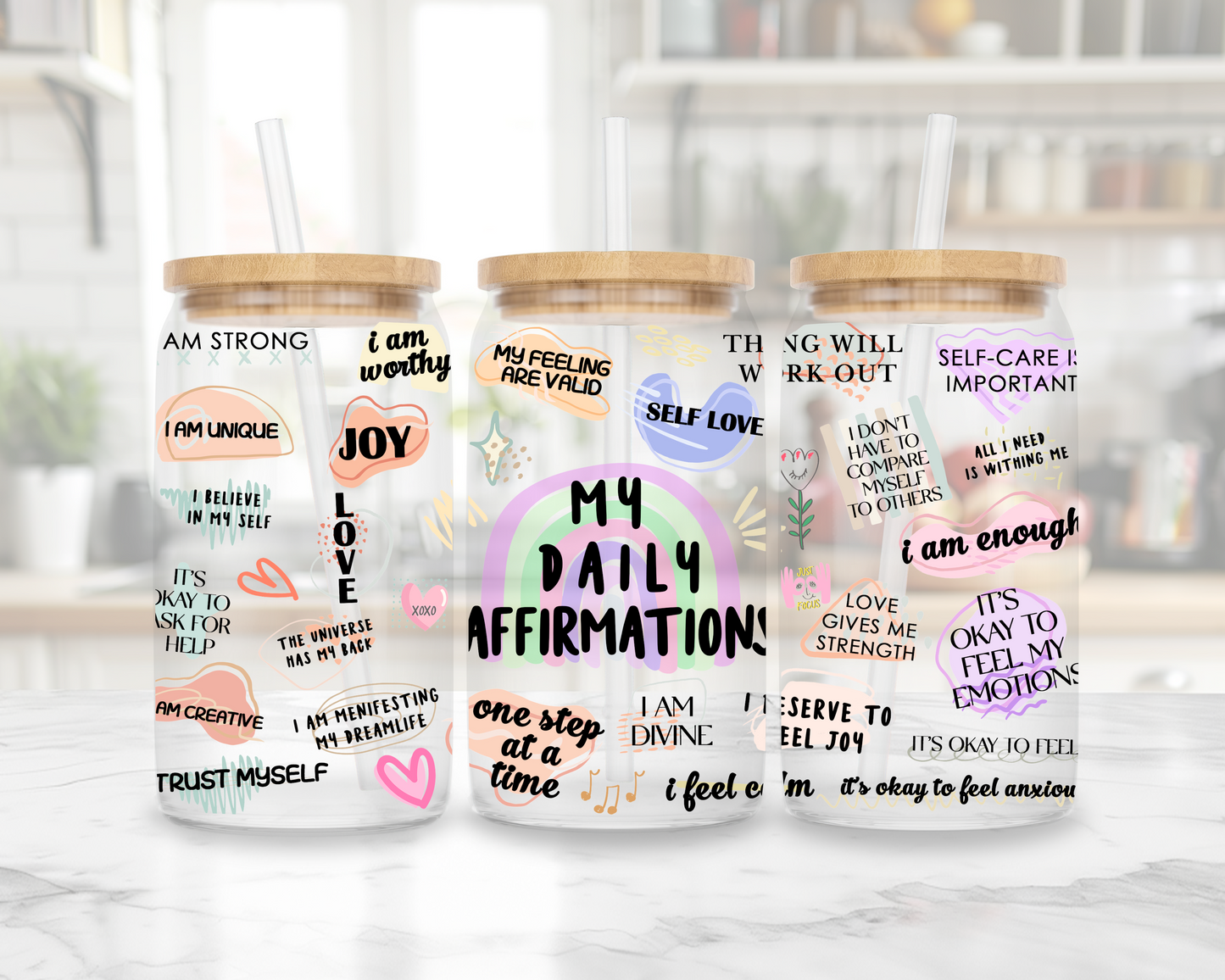 My Daily Affirmations 16oz Beer Can Glass