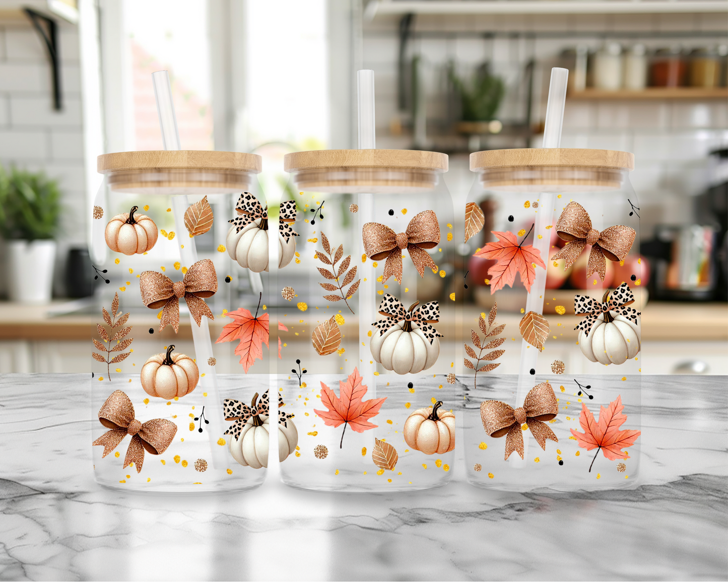 Fall themed 16oz Libby Glass