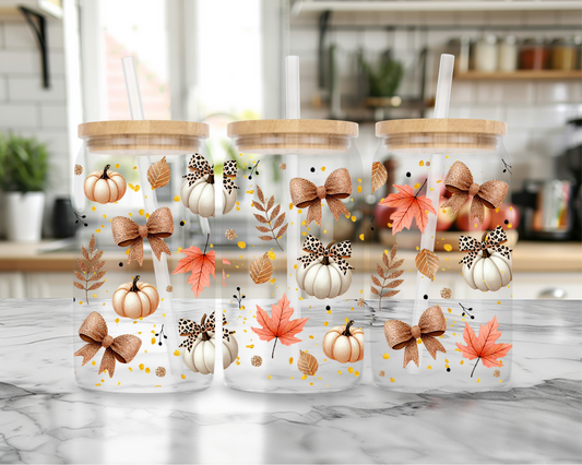 Fall themed 16oz Libby Glass