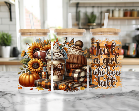 Just a Girl Who Loves Fall 16oz libby glass