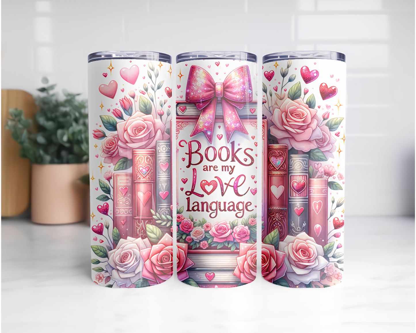 Book are my Love Language Valentine's Day Tumbler