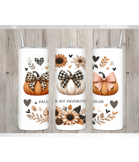Fall is my favorite color 20oz skinny tumbler with lid and straw