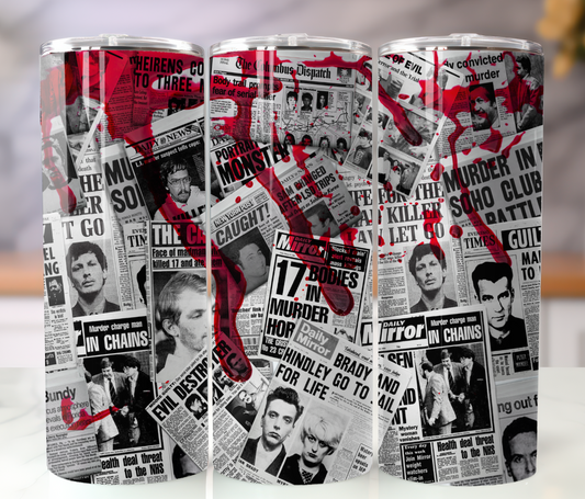 Serial Killer News Clipping Halloween Tumbler