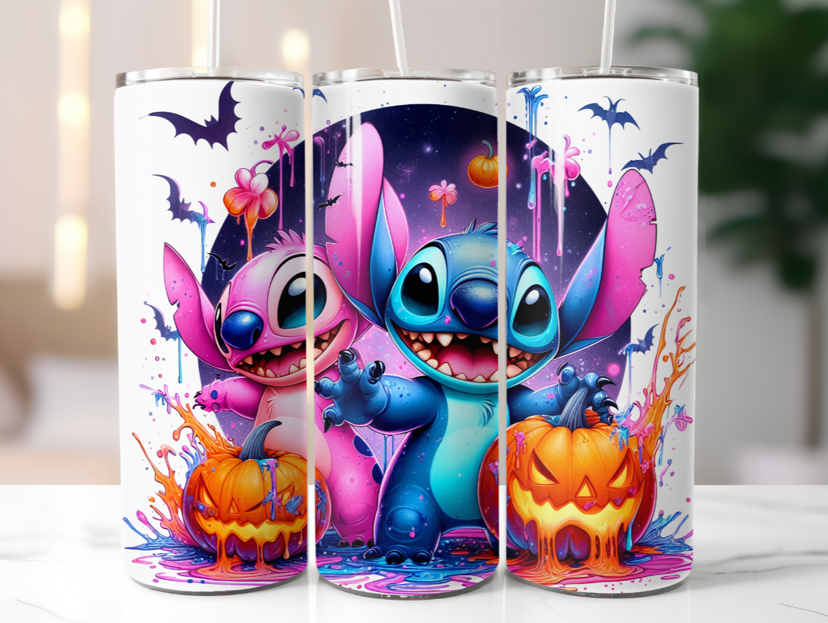 Stitch and Angel Halloween Tumbler