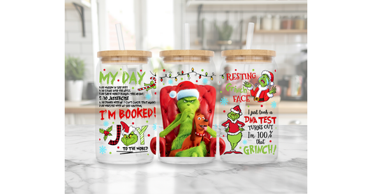 I'm Booked! Grinch Christmas Libby Glass with Bamboo Lid and Straw