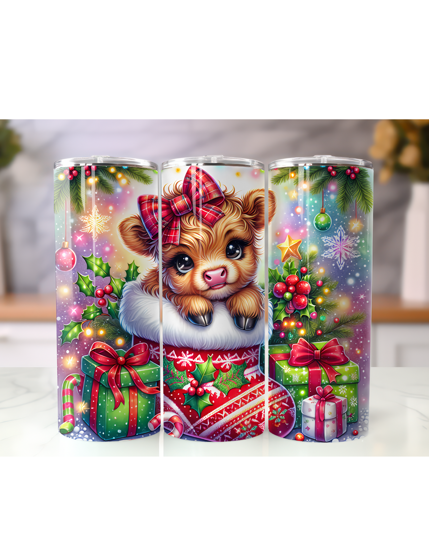 Baby Highland Cow Christmas Tumbler