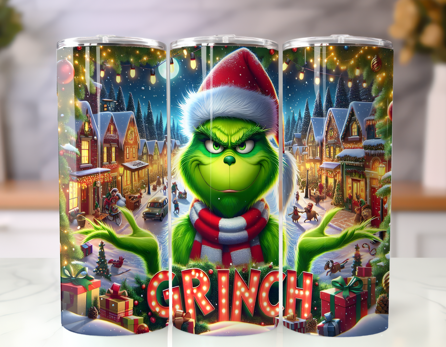 Grinch Town Christmas Tumbler