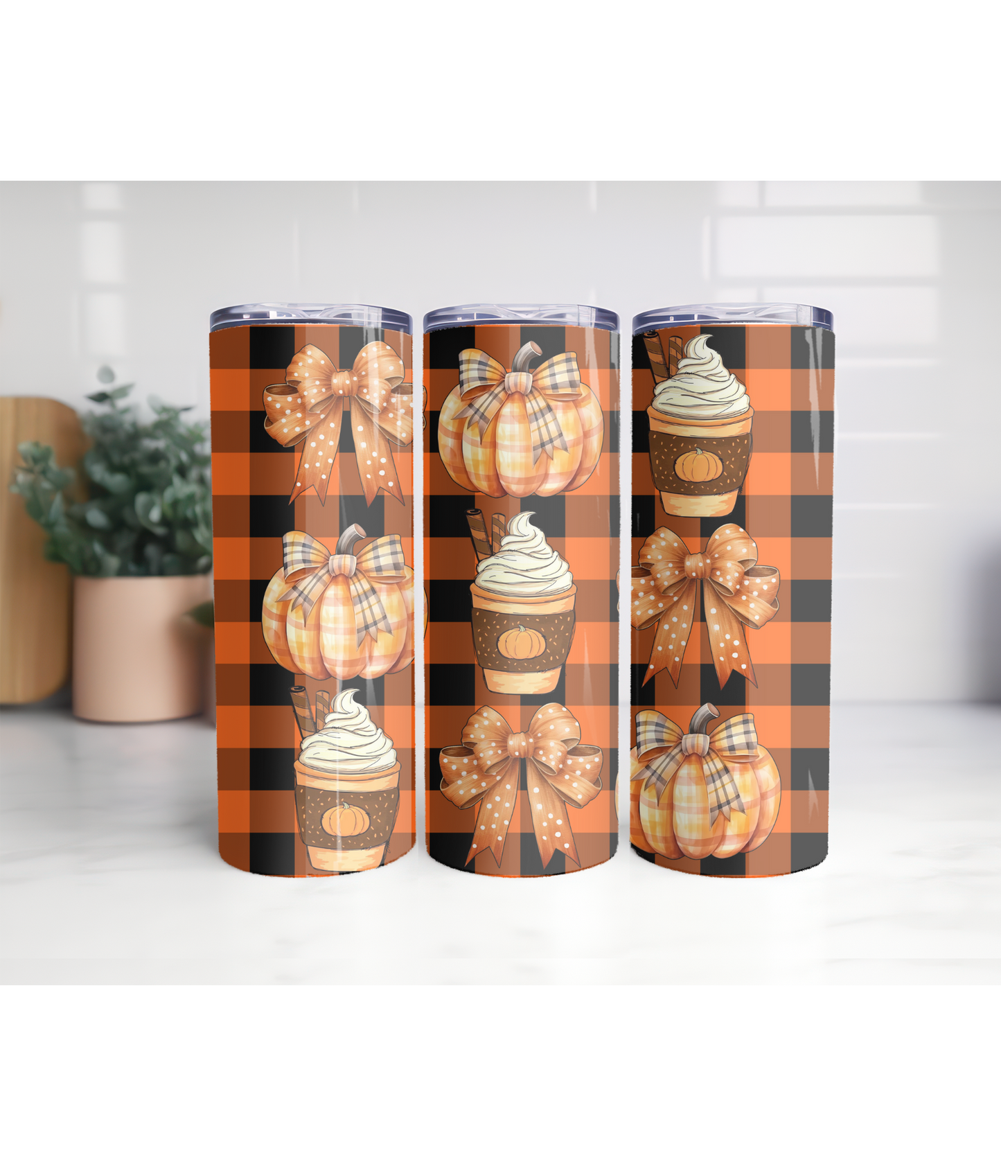 Fall themed 20oz skinny tumbler