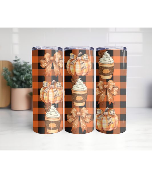 Fall themed 20oz skinny tumbler