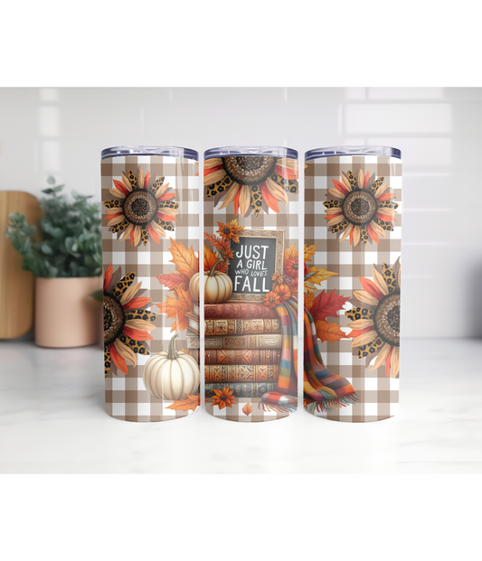 Just a girl who loves fall 20oz skinny tumbler
