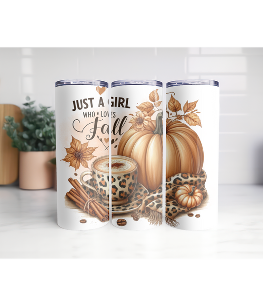 Just a girl who loves fall 20oz skinny tumbler