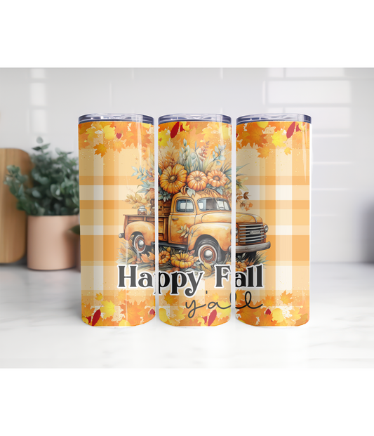 Happy Fall Y'all 20oz skinny tumbler