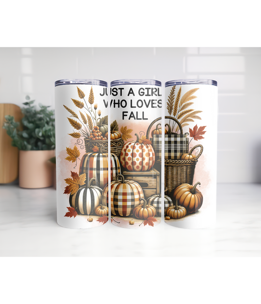 Just a girl who loves fall 20oz skinny tumbler