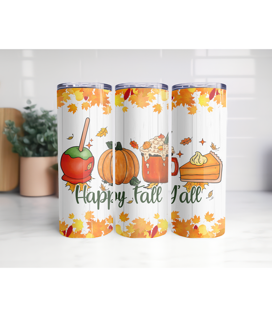 Happy Fall Y'all 20oz skinny tumbler