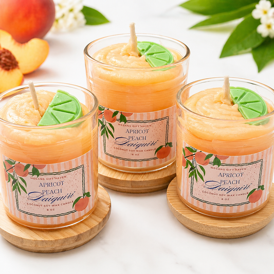 Apricot Peach Daiquiri scented coconut soy wax candle
