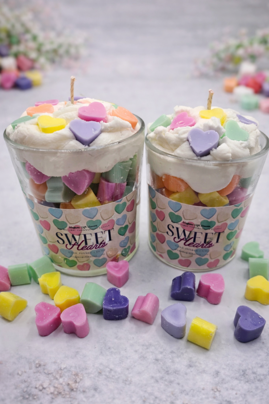 Sweet hearts scented coconut soy wax candle