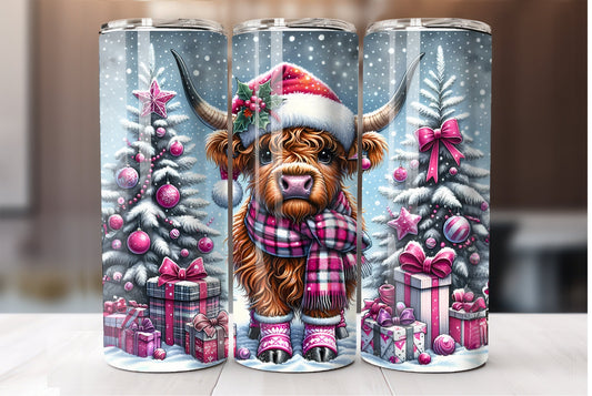 Highland cow Christmas tumbler