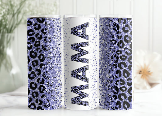 mama purple cheetah print tumbler