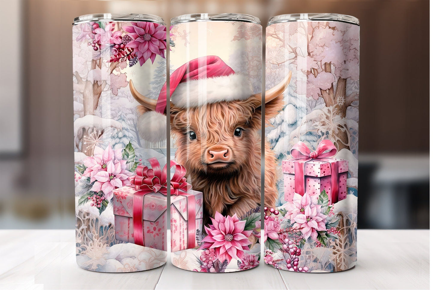 Highland cow Christmas tumbler