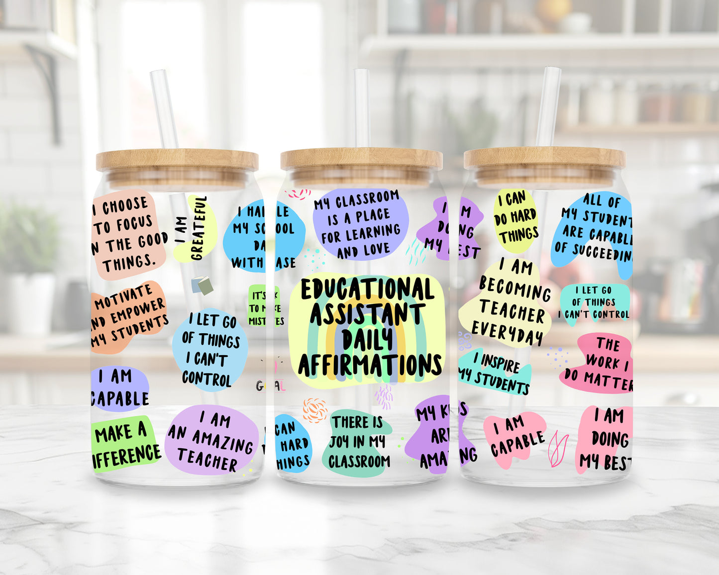 Educational Assistant daily affirmations beer can glass