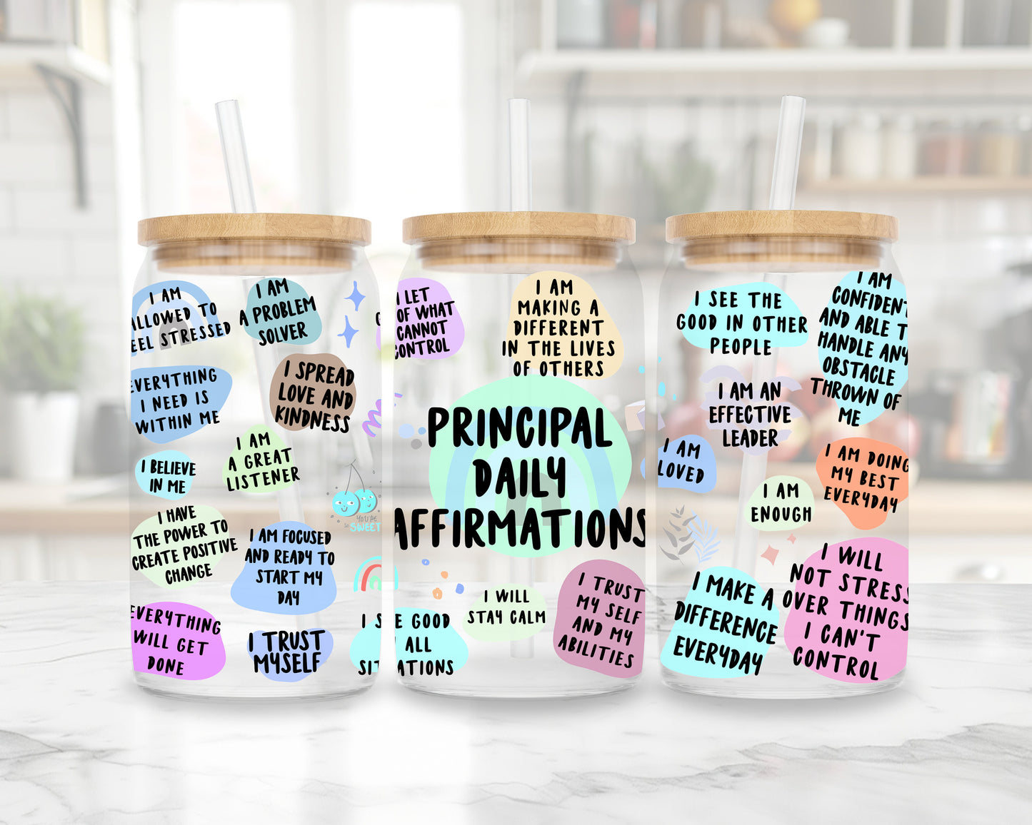 Principle Daily Affirmations beer can glass