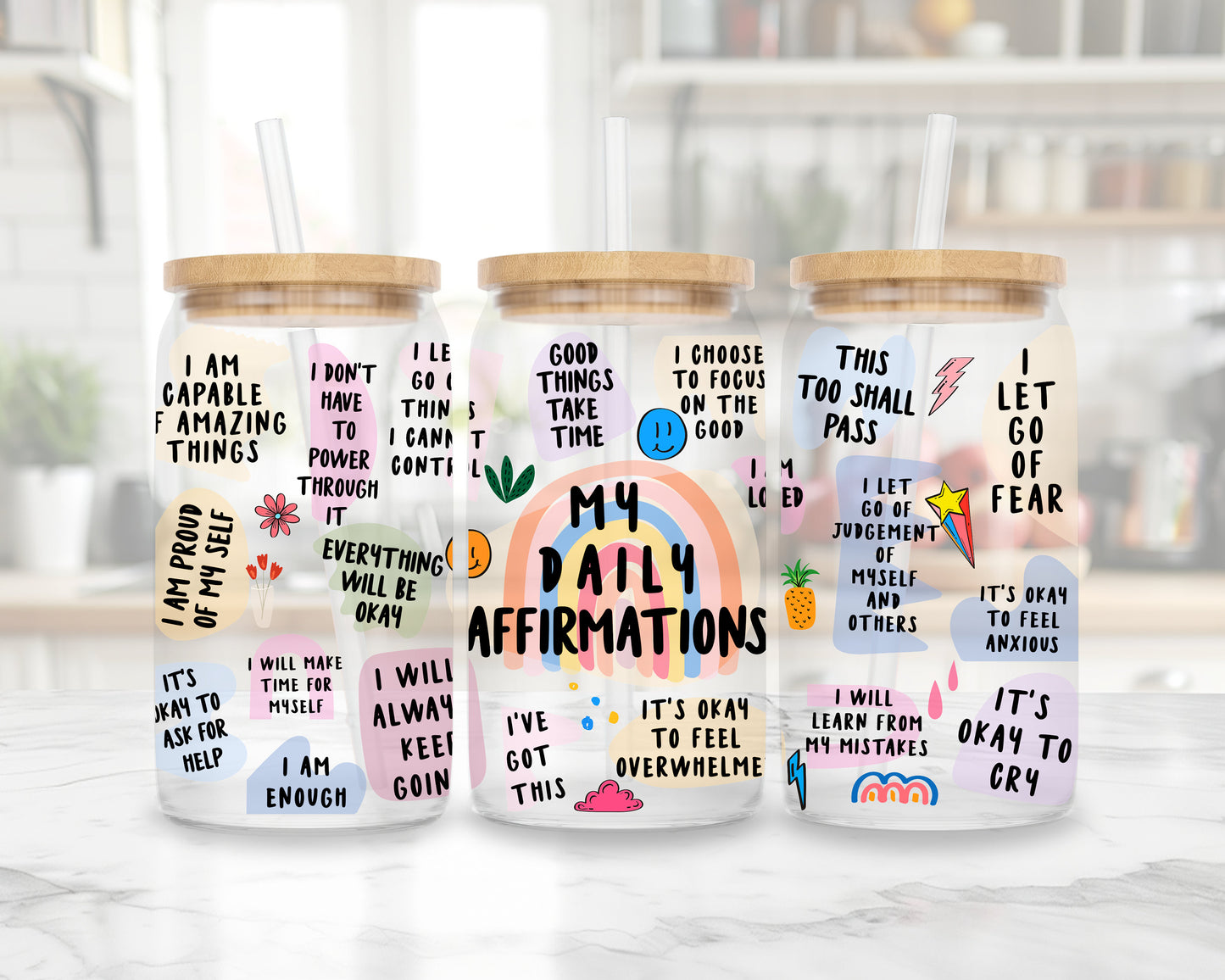 My daily Affirmations beer can glass