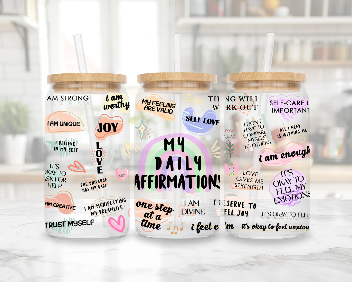 My daily Affirmations beer can glass