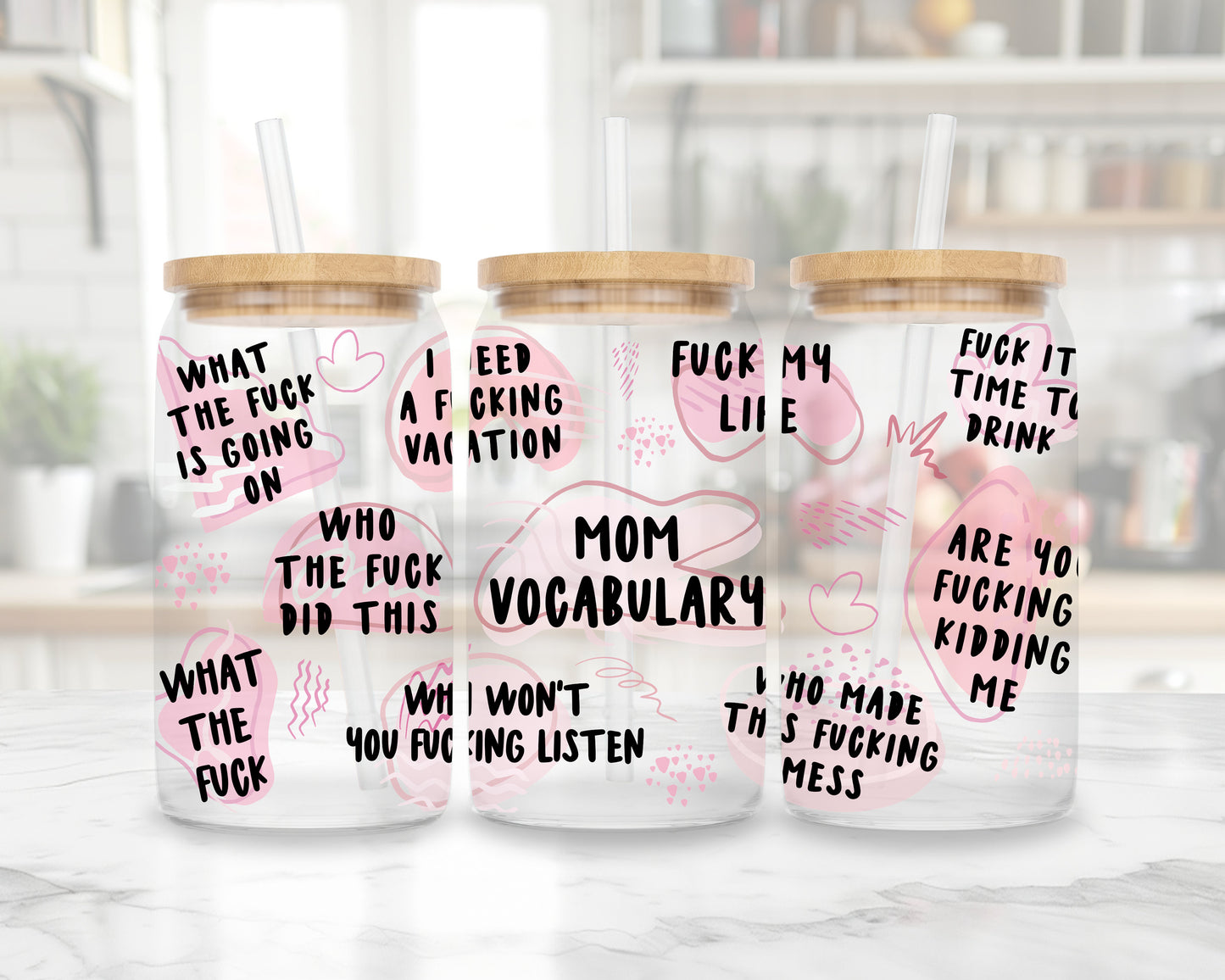 Mom Vocabulary beer can glass